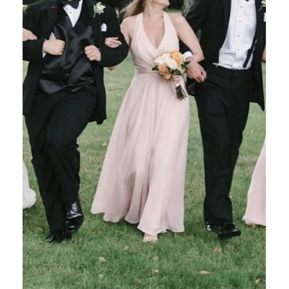 Vera Wang WHITE Women's Ivory Halter Neck Dress With Tulle Bow - 2 - Picture 2 of 15